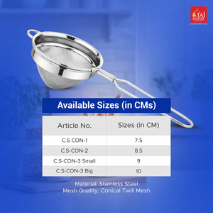 Premium Quality SS Classic conical tea and coffee <b>strainer</b> with Long Handle and Hanging Loop Small Conical - Product Image 2