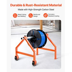 Portacavi Portatile con Capacità di Carico di 100 kg, Rastrelliera Mobile per Cavi su Ruote, Supporto per Bobine di Diametro 29,9 cm - Product Image 4