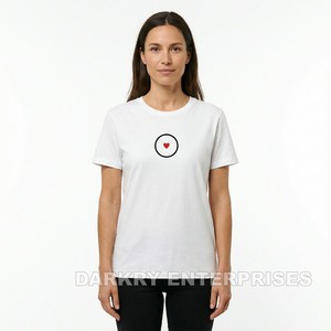 <b>White</b> Cotton T Shirt Manufacturer Custom Circle Heart Logo <b>Tee</b> Wholesale Ladies <b>Plain</b> Top OEM Sustainable Women Clothing Factory - Product Image 1