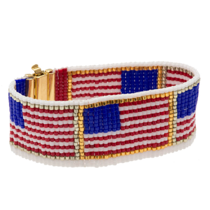 Bijoux unisexes tendance avec broderie de perles de rocaille en polyester faite à la main, motif drapeau américain, design personnalisé, idéal pour les cadeaux - Product Image 3