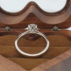 Bague de fiançailles en or blanc massif 18 carats avec diamant solitaire ovale brun clair fantaisie cultivé en laboratoire |   Diamant CVD couleur champagne naturel F - Product Image 4
