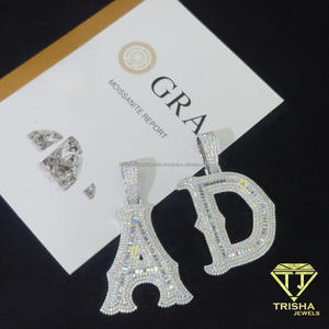 Collar con colgante de letra D personalizado, con colgante de la Torre Eiffel, con incrustaciones de moissanita, estilo hip hop, para hombres y mujeres. - Product Image 2