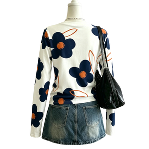 Haut décontracté à manches longues et col rond pour femmes, imprimé floral, doux et confortable, à porter au quotidien, vêtements de mode printemps-automne, moderne - Product Image 2