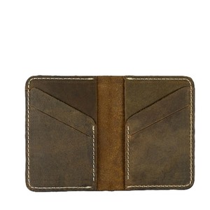 Classic Dark Brown Premium Genuine Leather Vertical Bi Fold <b>Wallet</b> Slim Diagonal Six Card Slots Compact <b>Travel</b> Cash Organizers - Product Image 4
