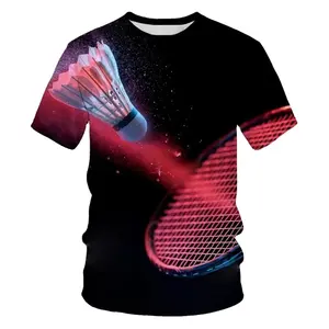 Camiseta de badminton para homens e mulheres, camiseta estampada 3D com gola redonda, divertida e confortável, camiseta de lazer, camisetas e camisetas XXS-6XL, 2024