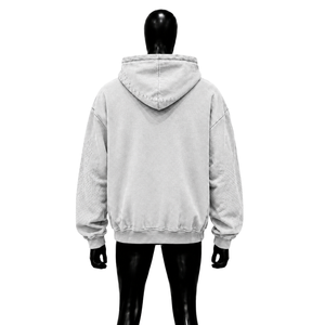 Sweat à capuche zippé Holy Sun Bird Graphic Silver, coupe oversize, style streetwear vintage, imprimé vieilli, décontracté, unisexe, urbain - Product Image 2