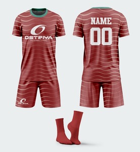 Uniforme de football respirant pour adulte, coupe classique, unisexe, 100% polyester, manches courtes, logo sur le devant, séchage rapide, service OEM - Product Image 1