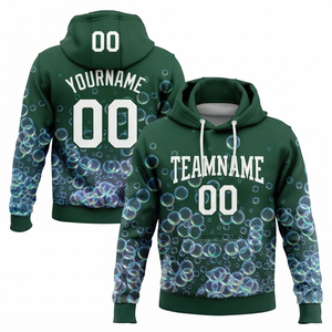 Sudadera con Capucha Verde Unisex, Estampado de Burbujas, Corte Holgado, Tejido de Poliéster, Ropa Casual de Invierno, Bolsillo Delantero, Cordones Blancos - Product Image 1