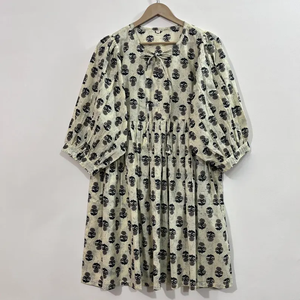 Vestido Casual Midi para Mujer, Tejido 100% Algodón, Liso, Manga Corta, Cintura Imperio, Estilo Babydoll, Cuello en V, Holgado, Funcional - Product Image 1