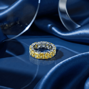 lab grown <b>diamond</b> <b>ring</b> yellow <b>diamond</b> eternity band radiant cut full eternity <b>ring</b> luxury wedding band for women - Product Image 4