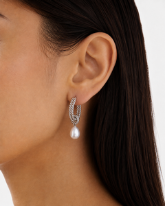 Pendientes de Plata de Ley 925 con Perlas de Agua Dulce de Moda de Emrusa Jewellers, con Diseño de Cuerda Trenzada, Unisex, Regalo para Bodas y Fiestas - Product Image 5