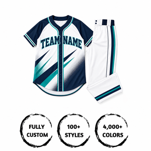 Ensemble de maillots de baseball personnalisables à manches courtes, impression par sublimation, polyester respirant, uniforme pour adultes, nom de l'équipe imprimé - Product Image 4