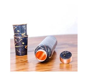 Bouteille en cuivre de qualité alimentaire, bienfaits ayurvédiques, 1 litre, anti-fuite, cuivre pur laqué pour les voyages - Product Image 2