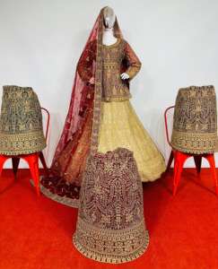 Nuevo elegante estilo pesado Lehenga con diseño de peplum neto completo Zarkan Stonework Gorgeous Dupatta boda Anarkali Salwar trajes - Product Image 3