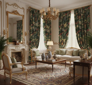 Elegant Pagoda Inspired Floral <b>Curtains</b> 70% Light Blocking Decorative Window Drapes <b>for</b> Living Room Bedroom Modern Interior - Product Image 2
