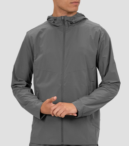 Wholesale Custom <b>Men</b> Hooded Training <b>Jacket</b> <b>Lightweight</b> Running Windbreaker Sports Gym Workout Activewear OEM ODM - Product Image 1