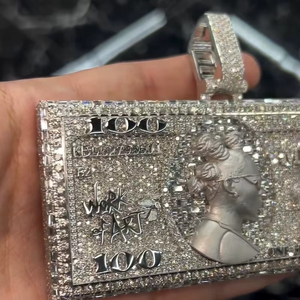 Custom 3D Cash <b>Pendant</b> Moissanite 925 Sterling Silver 18K Gold Plated Hip Hop <b>Emerald</b> Cut Moissanite Iced Out Hip Hip Jewelry - Product Image 5