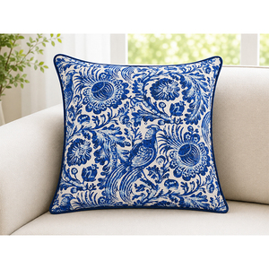 Luxury Botanical Printed Cotton Cushion <b>Cover</b> | Contemporary <b>Throw</b> Pillow <b>Cover</b> for <b>Sofa</b>, Bed & Home Styling - Product Image 3