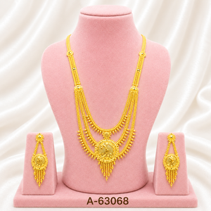 22K Gold Plated Bridal Jewelry Set with Long Necklace and Earring Set Zircon Trendy Wedding/Party/Gift A-63063 - Product Image 5