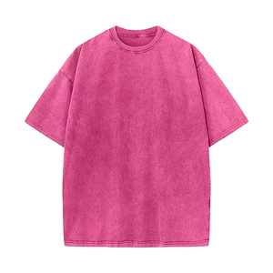 T-shirt décontracté streetwear pour homme, coupe ample, col rond, manches courtes, 100% coton jersey uni, effet délavé vintage - Product Image 4