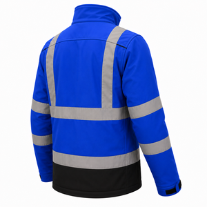 <b>High</b> Quality Men Construction <b>Jacket</b> Full Zip <b>High</b> <b>Visibility</b> Reflective Bands <b>Softshell</b> Coat Custom Reflective Safety <b>Jacket</b> - Product Image 4