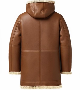 Manteau long en cuir pour homme de haute qualité avec fourrure - Product Image 4