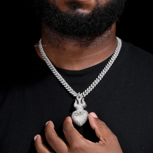 Colgante de Corazón con Espinas de Plata de Ley 925 y Moissanita - Colgante de Corazón de Moissanita Estilo Hip Hop, Colgante de Corazón para Uso Diario Estilo Drip - Product Image 2
