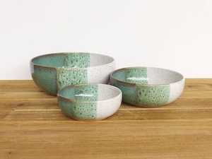 Bol à riz en céramique rond style Wabi Sabi, glaçure mouchetée, fait main, vaisselle en céladon pour servir - Product Image 2