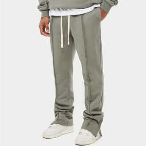 Unisex <b>Velour</b> Hooded Printed <b>Tracksuit</b> Set Custom Logo Two Piece Jacket Jogger Solid Color 100% Cotton Low MOQ Men's Winter - Product Image 4