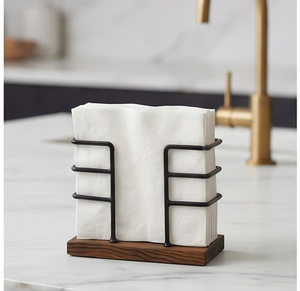 Beau porte-serviettes en bois et en métal parfait pour organiser les serviettes tout en améliorant la décoration de table avec des accents uniques - Product Image 4