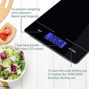 Balance de cuisine numérique en verre trempé, design fin avec écran rétroéclairé - Product Image 2