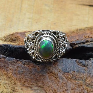 Natural Black Ethiopian <b>Opal</b> 925 Sterling <b>Silver</b> Gemstone <b>Ring</b> Designer Handmade Jewelry Wholesale for Women - Product Image 3