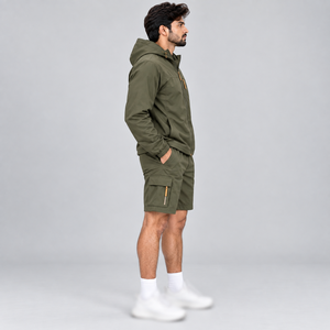 Custom Logo Windbreaker Retro <b>Track</b> Suits Lightweight With Jogger Loose Fit Shorts Woven Olive Green Nylon Sportswear <b>Jackets</b> - Product Image 2