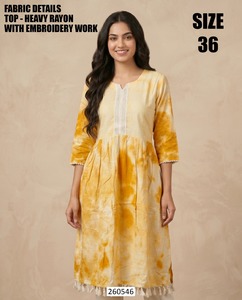 Kurti Blanco Tradicional de Rayón para Mujer, Largo hasta el Suelo, para Fiestas - Product Image 2