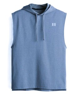 Débardeur à capuche sans manches pour homme, coupe oversize, couleur unie, séchage rapide, style sportif, en polyester tricoté respirant, vêtement décontracté, logo personnalisé - Product Image 5