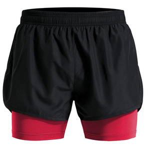 Custom Logo Double <b>Layer</b> Corduroy 100% Cotton Quick Dry High Waist Drawstring Closure Sports Shorts for Men - Product Image 2