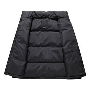 Men's Color Block Puffer <b>Jacket</b> Stand Collar Zipper Closure Windproof <b>Winter</b> Casual Coat Thick Polyester Filling - Product Image 3