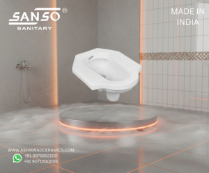 โถสุขภัณฑ์แบบนั่งยอง เซรามิก รุ่น Ergonomic Comfort Pan  ติดตั้งบนพื้น สำหรับห้องน้ำ  รุ่นส่งออก 7004 อินเดีย OEM - Product Image 2