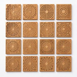 Juego de Posavasos y Alfombrillas Cuadrados de Madera Tallada, Hechos a Mano, de Alta Calidad y Duraderos, para Decoración de Mesa de Comedor, Cocina o Bar - Product Image 2