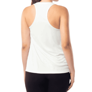 Camiseta sin mangas de punto blanca para mujer, transpirable, de color liso, informal, sin mangas, de longitud regular, material de poliéster - Product Image 2