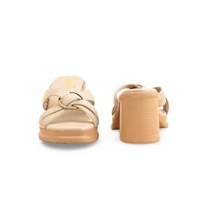 Sandalias formales de tacón beige PU0529 Zapatilla con diseño elegante - Product Image 2