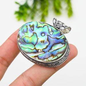 <b>Abalone</b> <b>Shell</b> 925 Silver Luxury Statement Necklace 22g - Product Image 4