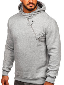 Sweat à capuche personnalisé pour homme en coton et polyester avec fermeture éclair asymétrique, sweat à capuche décontracté d'hiver brodé, 2 pièces - Product Image 3
