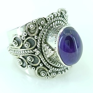 Amethyst <b>Ring</b> Handmade Sterling Silver Bezel Setting Natural Purple Oval Shape Gemstone <b>Boho</b> Jewelry Women's Jeweltech February - Product Image 6