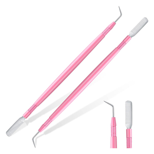 Herramienta de Doble Punta para Lifting de Pestañas, Color Rosa, con Punta de Acero Inoxidable y Cepillo Spoolie - Product Image 1