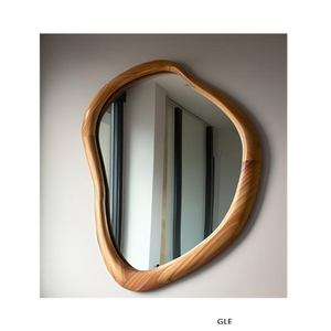 Small Ball Floor-standing Elliptical Mirror Solid Wood Round Ball Full-length Mirror - Product Image 1