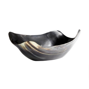 Bol de service en corne de luxe, écologique, design moderne et minimaliste, tons bruns, poli, léger (0,4 kg), pour fêtes et décoration - Product Image 4