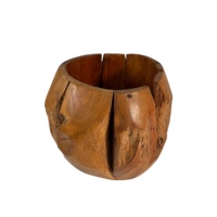 Plateau de table rustique en teck pour plantes/fleurs de mariage, décoration intérieure, motif vertical, toutes saisons, accent décoratif unique et chaleureux