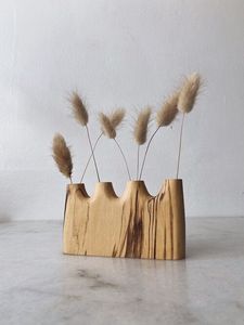 Último modelo de florero de madera de mango tallado a mano, soporte decorativo rústico hecho a mano para flores, para decoración de estantes y mesas del hogar. - Product Image 2