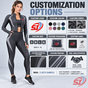 Women Ribbed Yoga Set Custom Contour Crop <b>Top</b> High Rise Leggings Gym Fitness Activewear Suit - Product Image 6